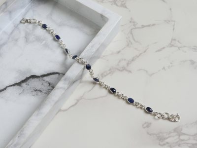 Silver and sapphire modern bracelet for sale