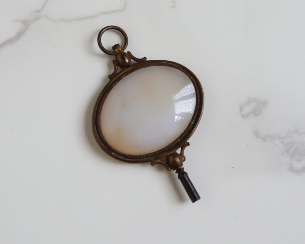 Antique Georgian watch key pendant with quartz stone
