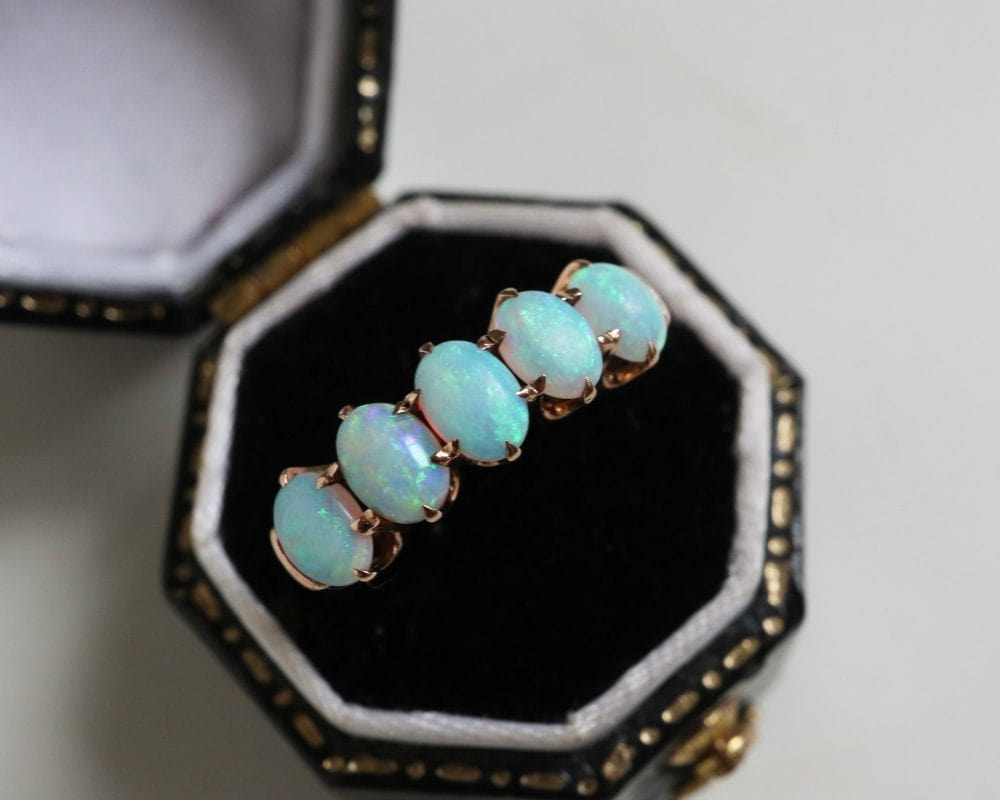 Vintage five stone opal ring set in 14ct gold for sale in Leeds, Yorkshire