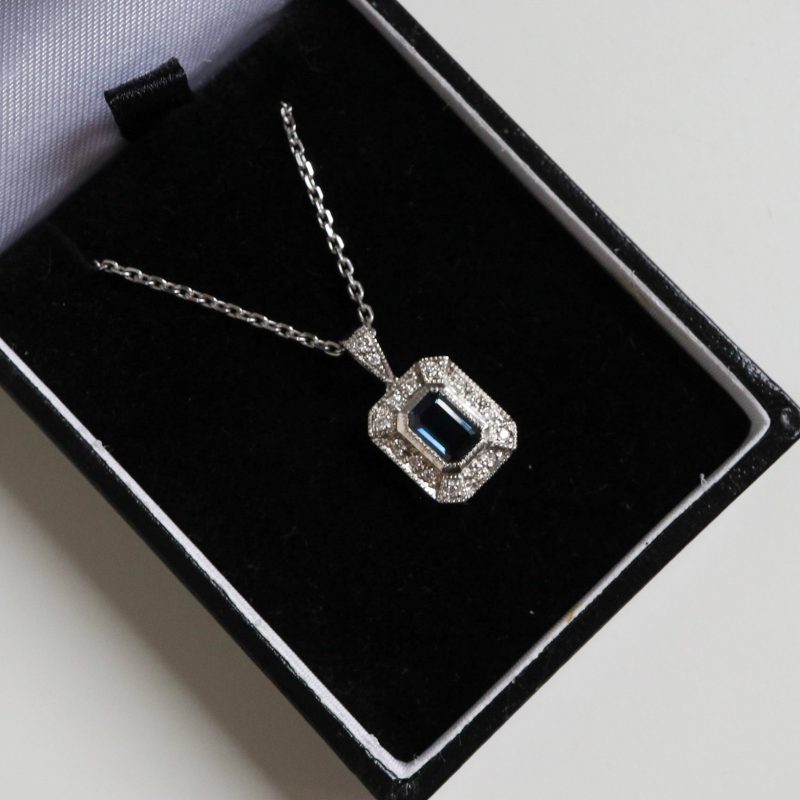 Art deco style sapphire and diamond necklace for sale in Leeds, yorkshire