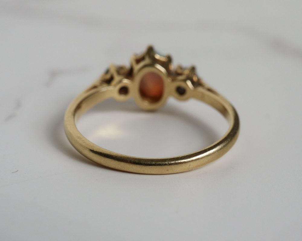 Vintage opal and diamond ring in 18ct yellow gold for sale in Leeds