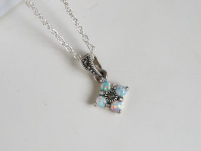 Vintage style silver, opal and marcasite necklace for sale in Leeds, Yorkshire