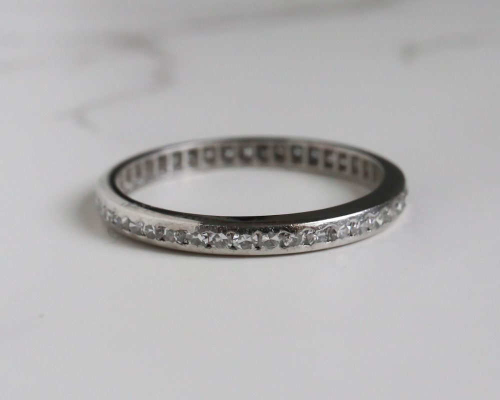 Antique Art Deco diamond full eternity ring in platinum for sale in Leeds, Yorkshire