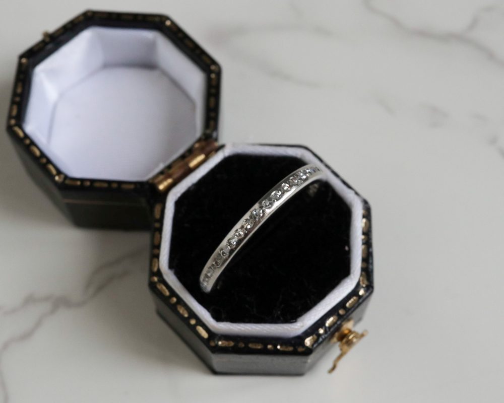 Antique Art Deco diamond full eternity ring in platinum for sale in Leeds, Yorkshire