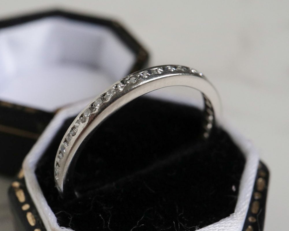 Antique Art Deco diamond full eternity ring in platinum for sale in Leeds, Yorkshire