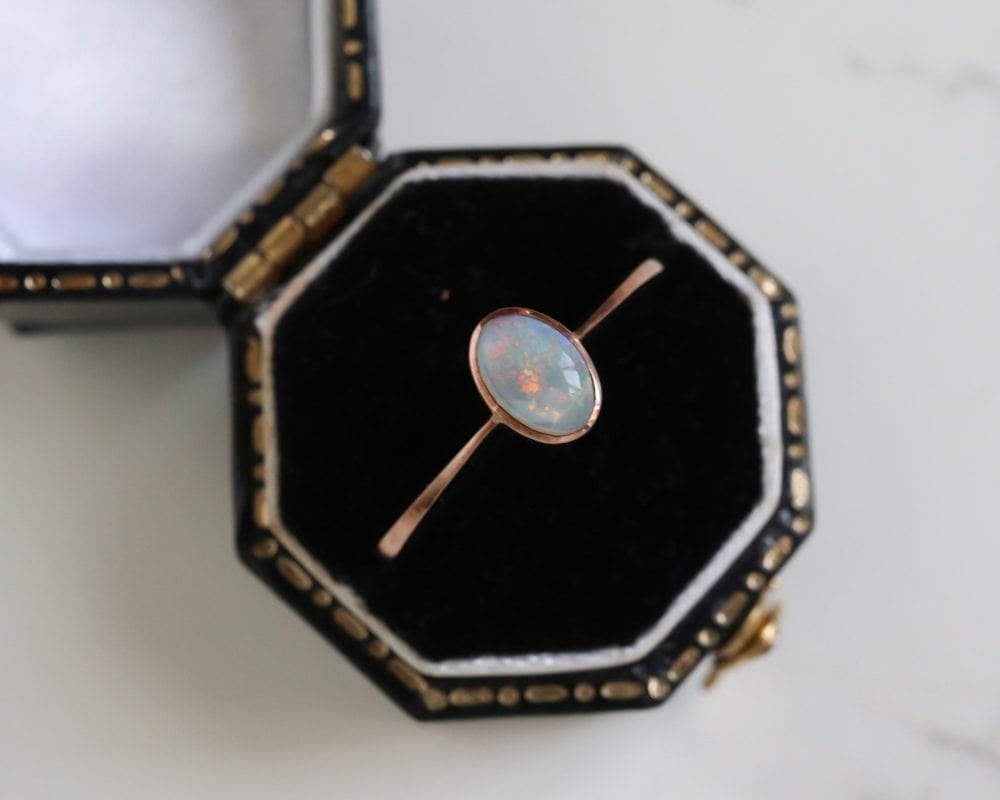 Modern 9ct rose gold and opal ring for sale in Leeds, Yorkshire