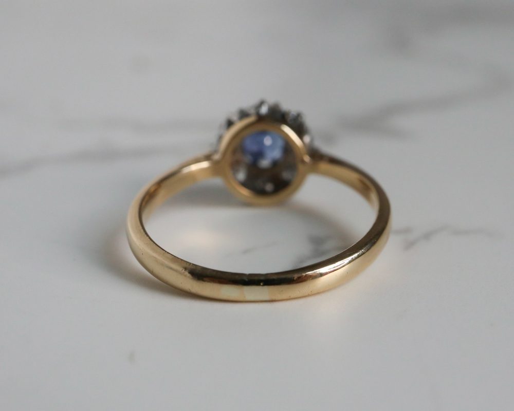 Antique 1920s sapphire and diamond cluster ring for sale in Leeds, Yorkshire