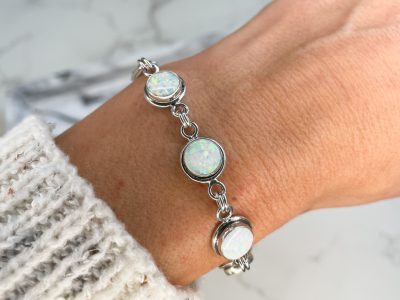 silver and white opal bracelet for sale