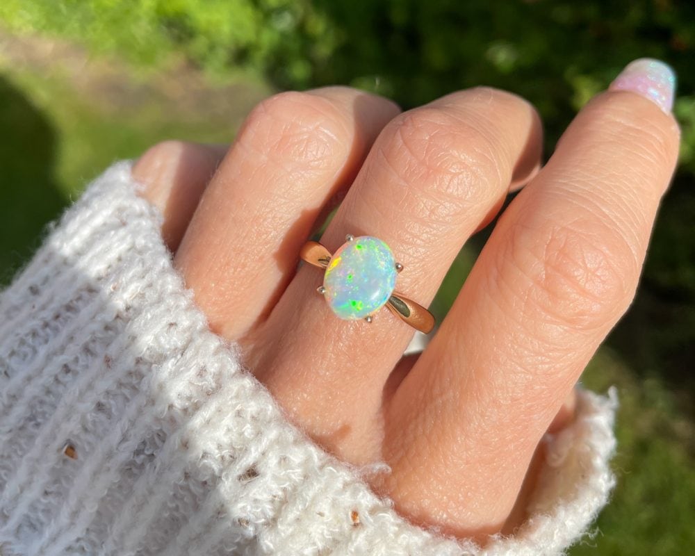 Modern 9ct yellow gold and opal ring for sale in Leeds, Yorkshire