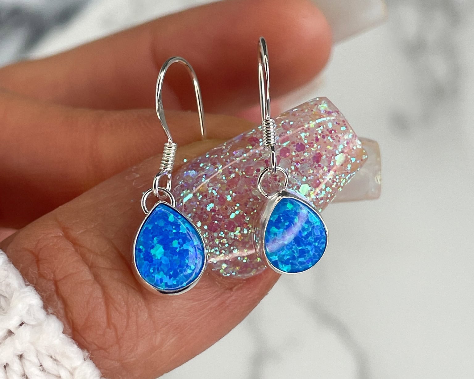 pear shaped opal drop earrings