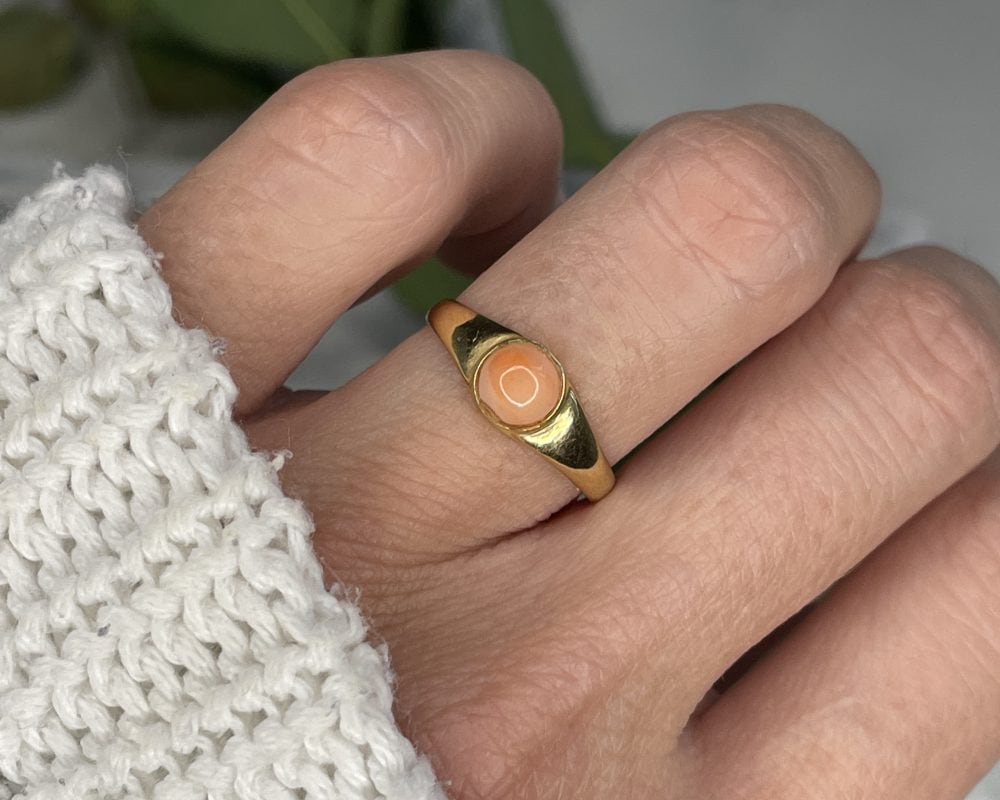Vintage 18ct gold and coral ring for sale in Leeds, Yorkshire