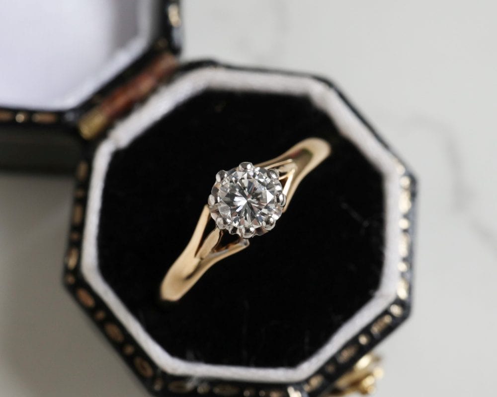 Antique diamond solitaire ring circa 1930s approx third of carat for sale in Leeds, Yorkshire