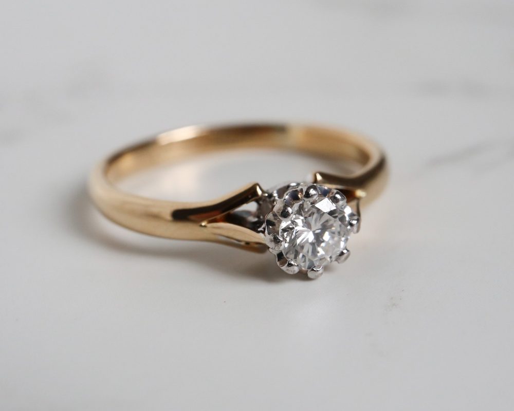 Antique diamond solitaire ring circa 1930s approx third of carat for sale in Leeds, Yorkshire
