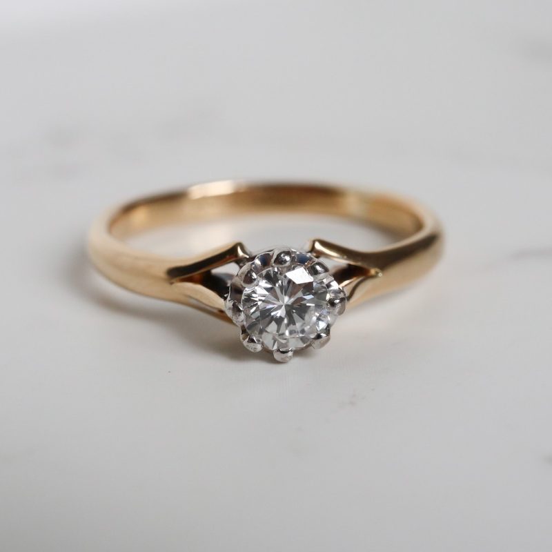 Antique diamond solitaire ring circa 1930s approx third of carat for sale in Leeds, Yorkshire