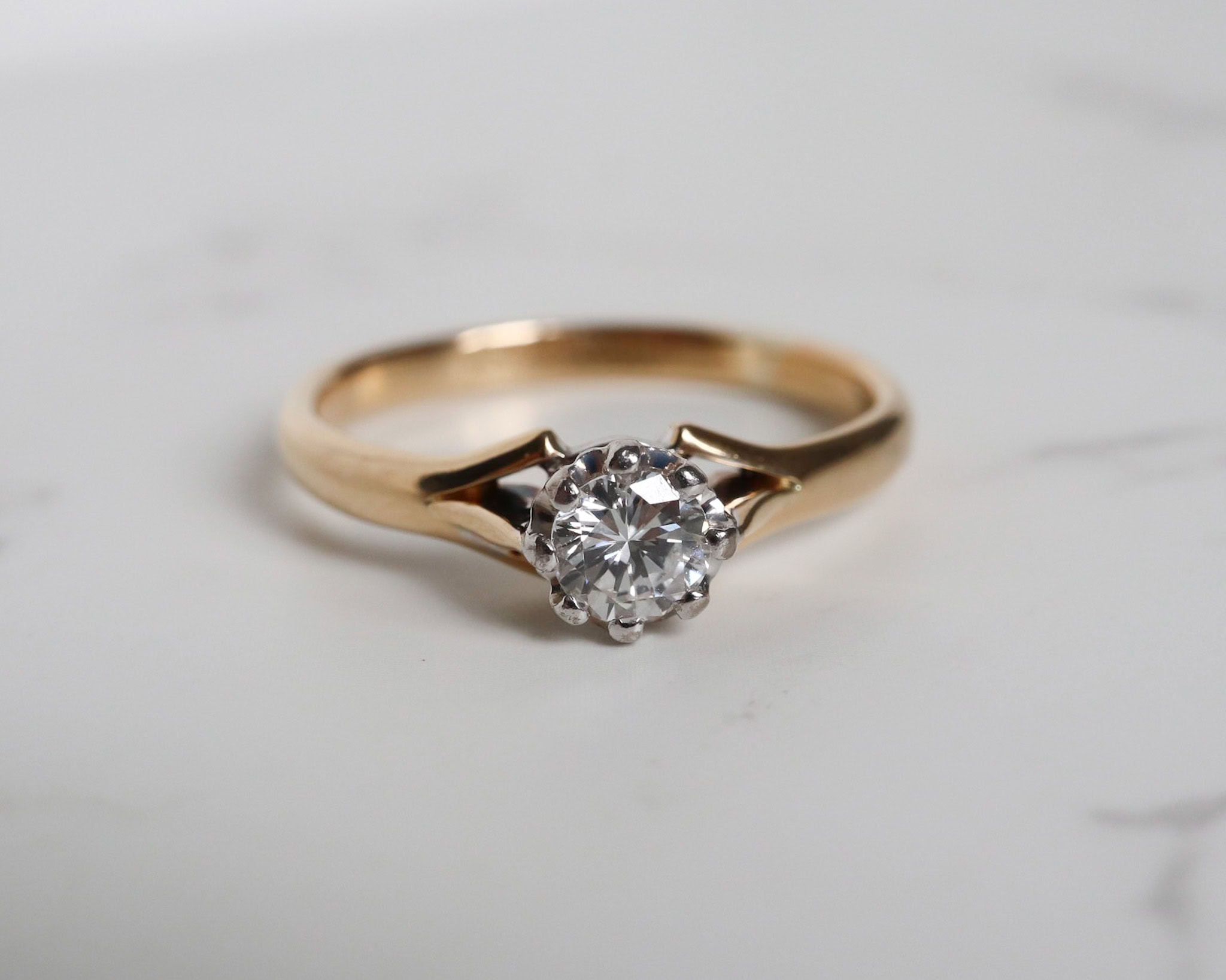 Antique diamond solitaire ring circa 1930s approx third of carat for sale in Leeds, Yorkshire
