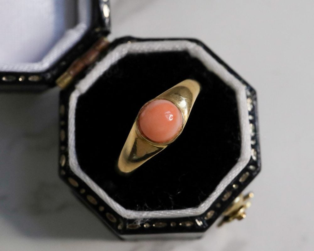 Vintage 18ct gold and coral ring for sale in Leeds, Yorkshire