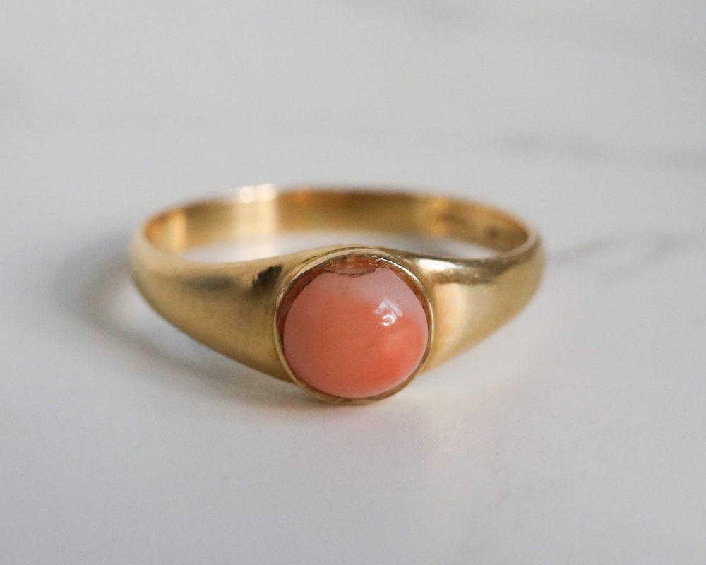 Vintage 18ct gold and coral ring for sale in Leeds, Yorkshire