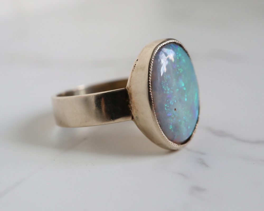 Antique opal ring in 9ct gold circa 1920s for sale in Leeds, Yorkshire