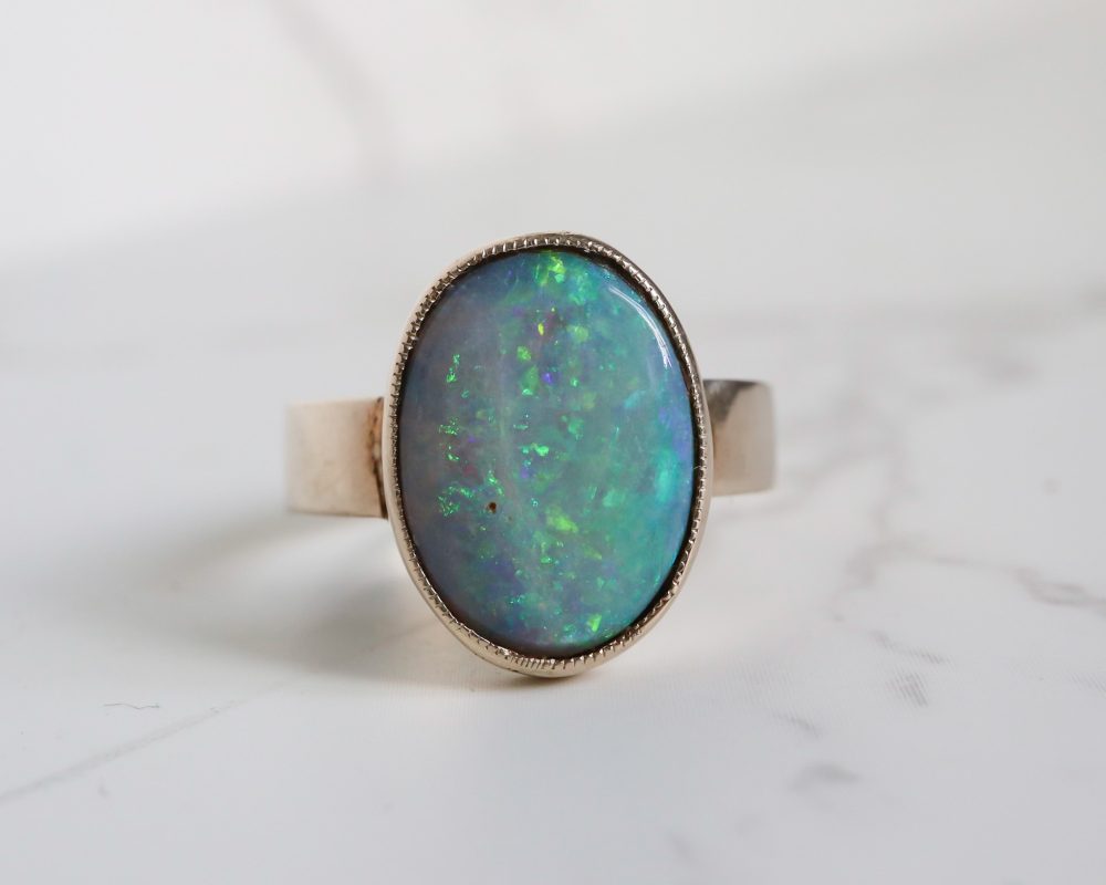 Antique opal ring in 9ct gold circa 1920s for sale in Leeds, Yorkshire