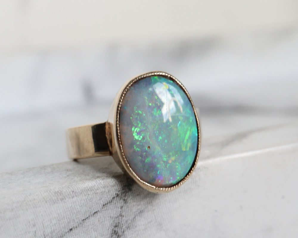 Antique opal ring in 9ct gold circa 1920s for sale in Leeds, Yorkshire