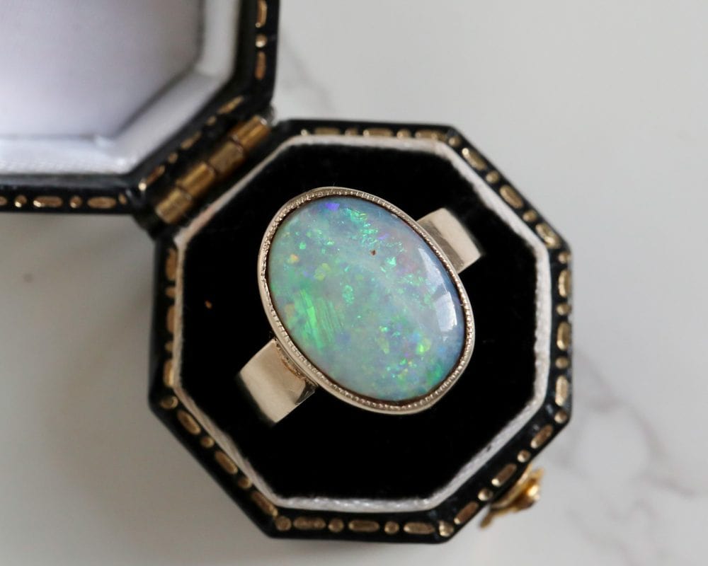 Antique opal ring in 9ct gold circa 1920s for sale in Leeds, Yorkshire