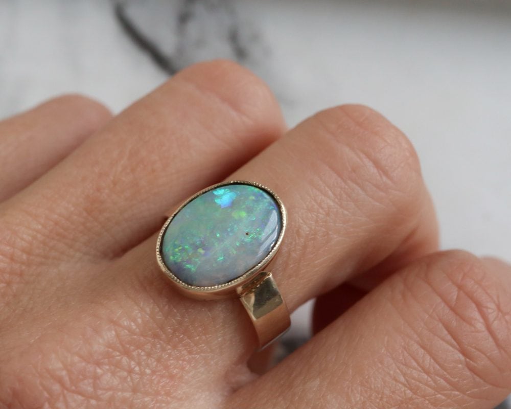 Antique opal ring in 9ct gold circa 1920s for sale in Leeds, Yorkshire