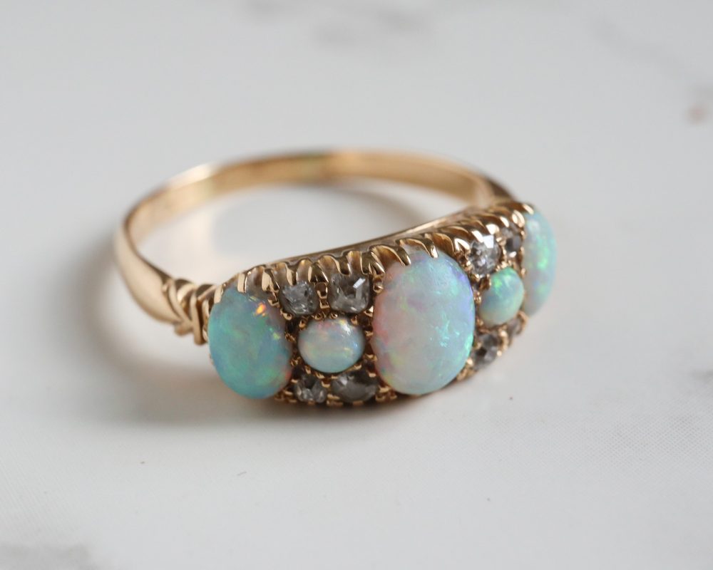 Antique Victorian opal and diamond ring for sale in Leeds, Yorkshire