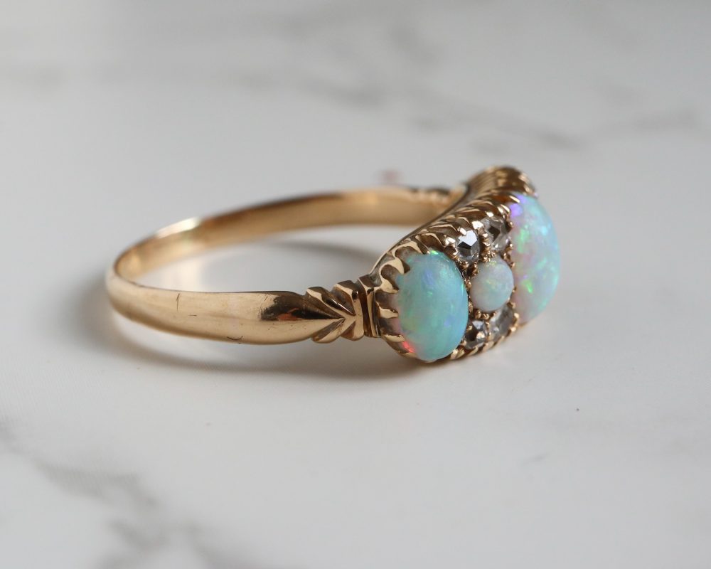 Antique Victorian opal and diamond ring for sale in Leeds, Yorkshire