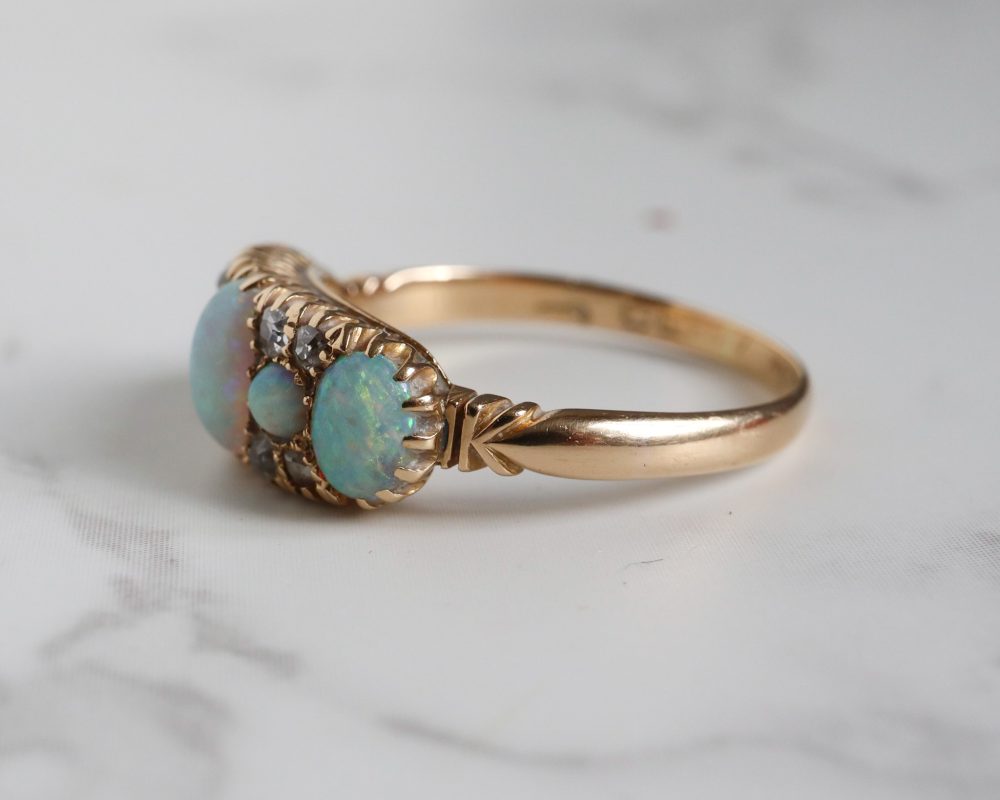 Antique Victorian opal and diamond ring for sale in Leeds, Yorkshire