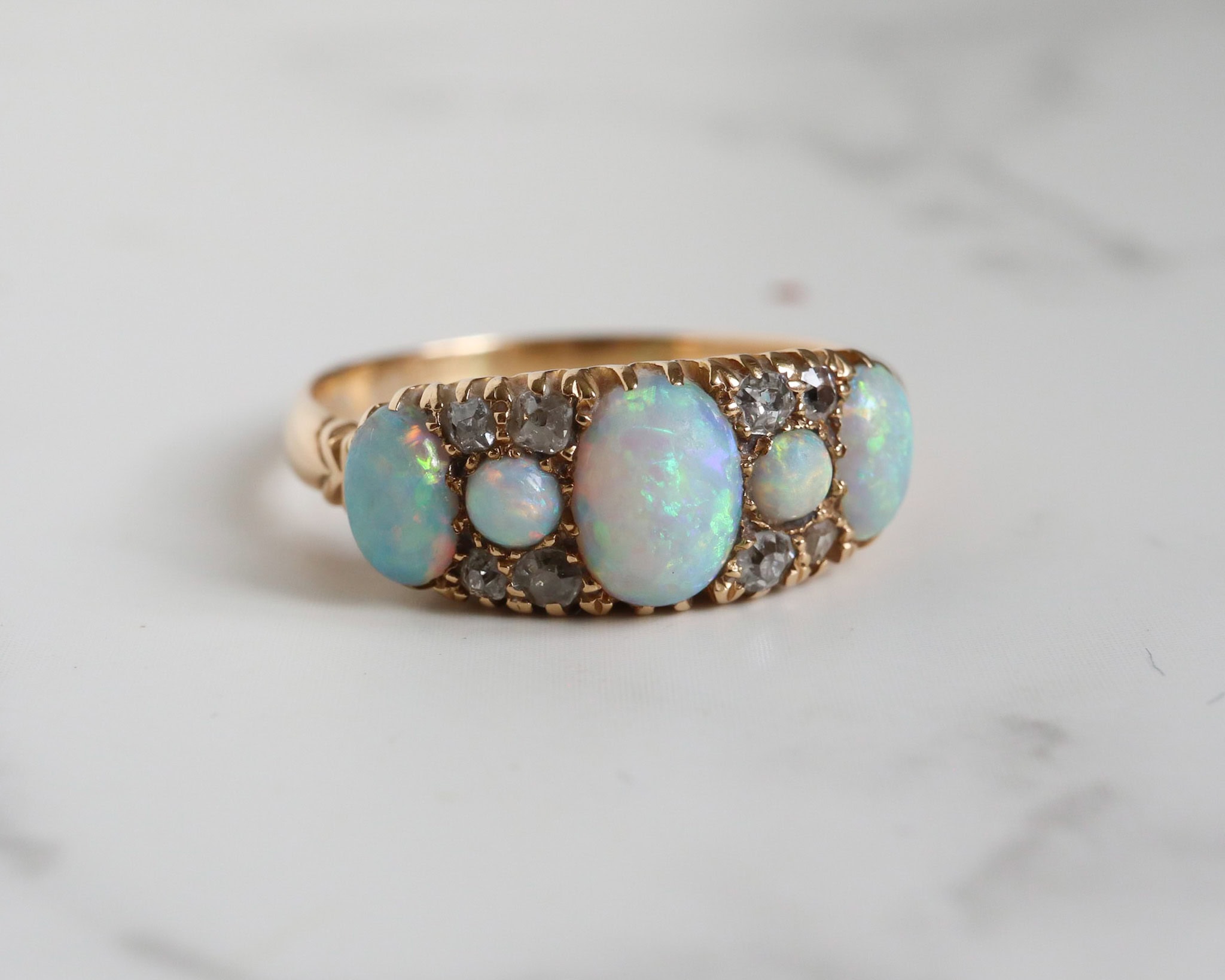 Antique Victorian opal and diamond ring for sale in Leeds, Yorkshire