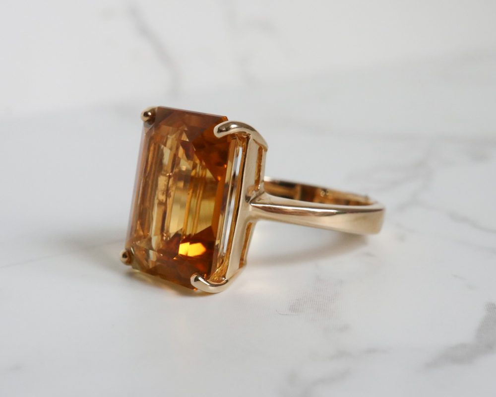 Modern 9ct gold and citrine ring for sale in Leeds, Yorkshire