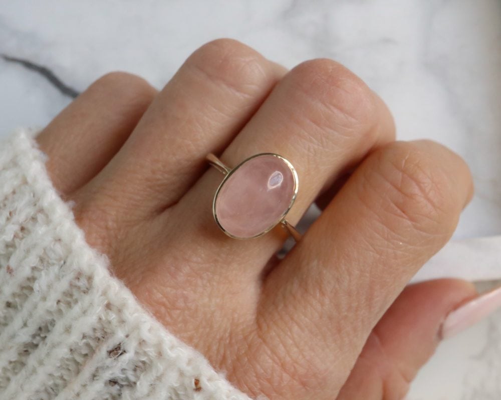 9ct yellow gold and rose quartz ring for sale in Leeds, Yorkshire