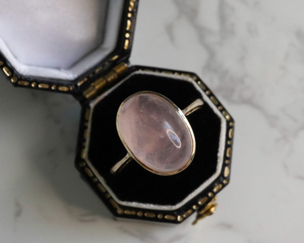 9ct yellow gold and rose quartz ring for sale in Leeds, Yorkshire