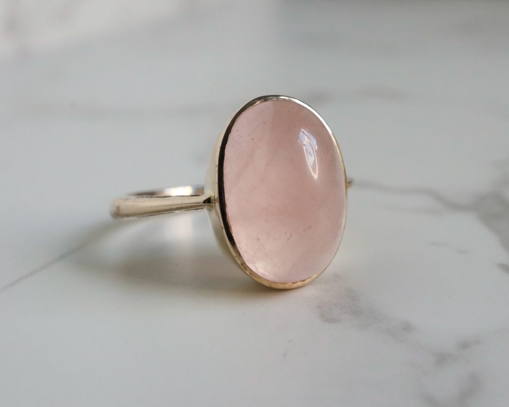 9ct yellow gold and rose quartz ring for sale in Leeds, Yorkshire