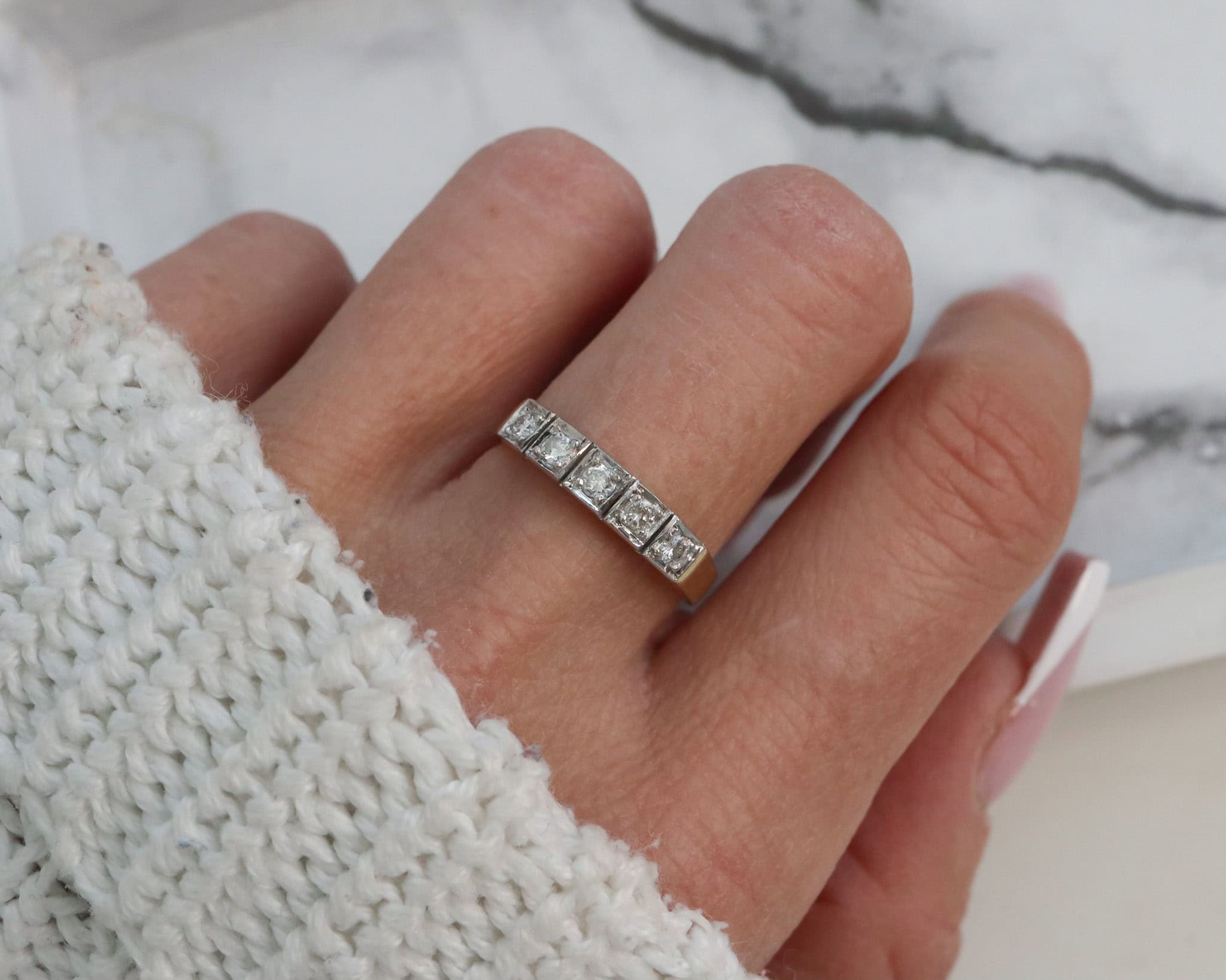 Vintage five stone channel set diamond ring for sale in Leeds, Yorkshire