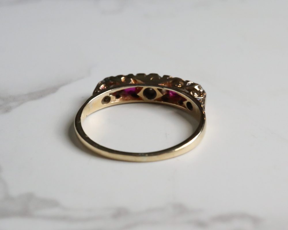 Antique Victorian ruby and diamond five stone ring for sale in Leeds, Yorkshire
