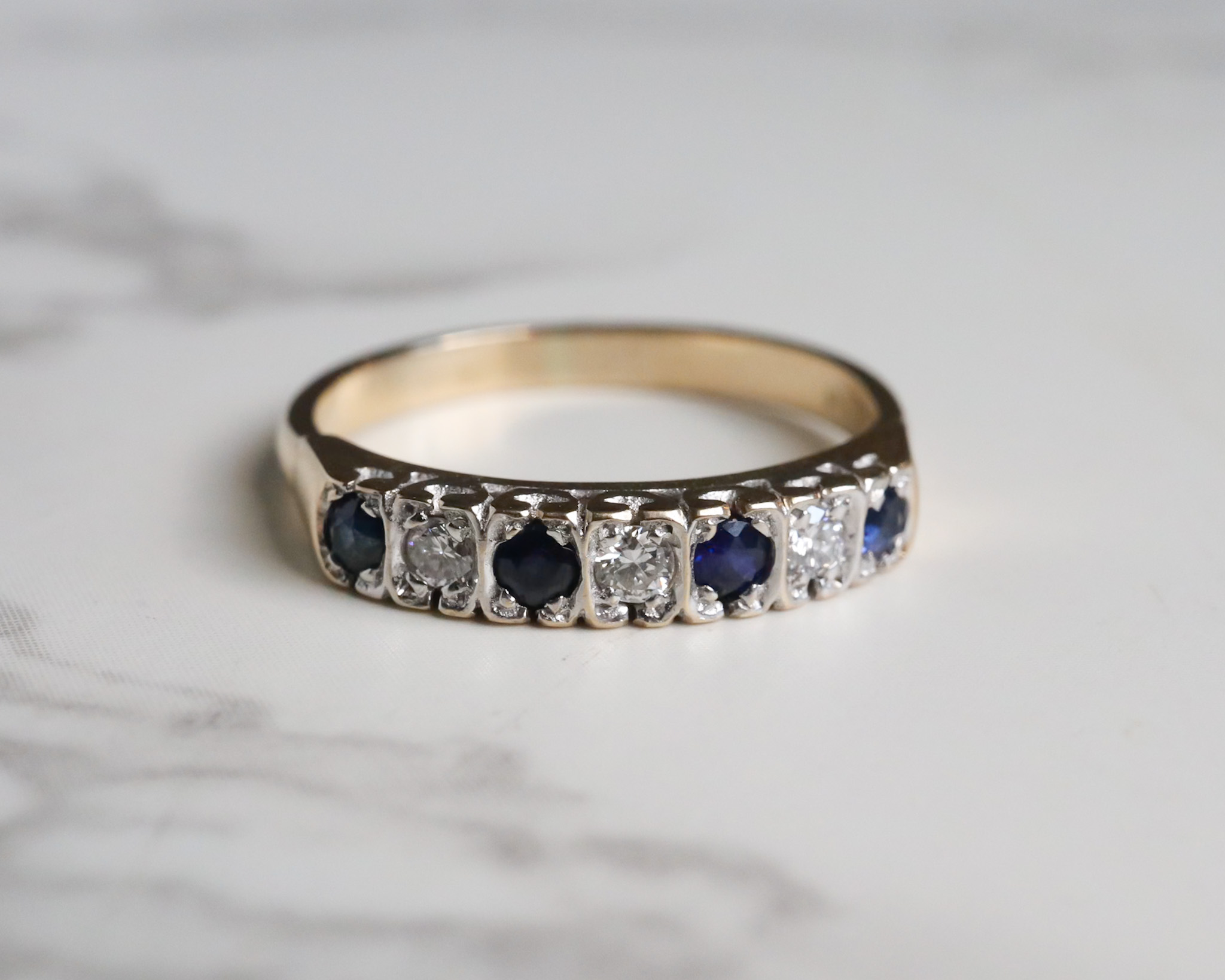 Vintage sapphire and diamond seven stone ring for sale in Leeds, Yorkshire