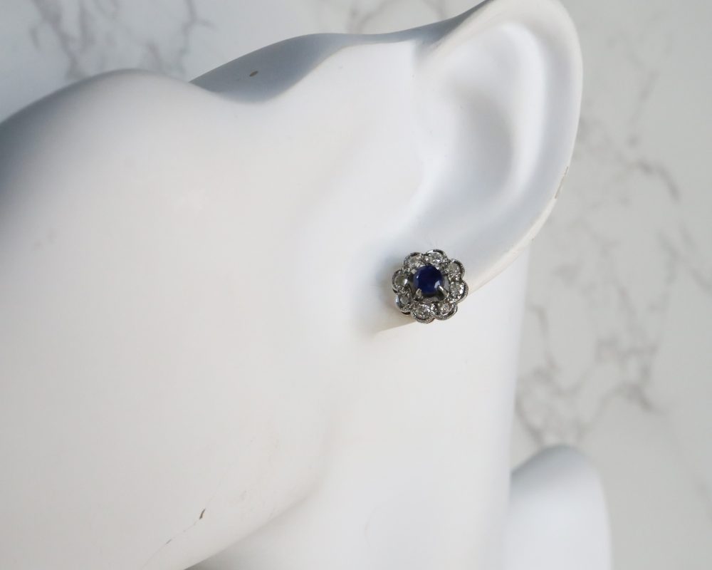 Antique sapphire and diamond stud earrings for sale in Leeds, Yorkshire