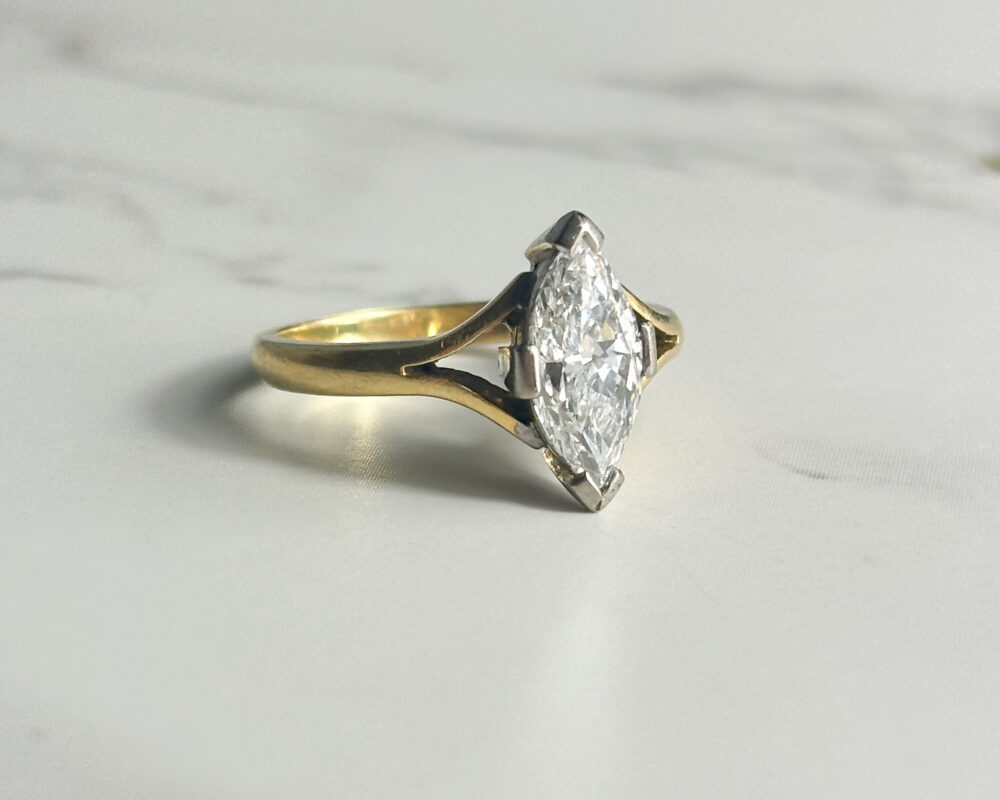 Vintage marquis cut diamond ring 1.25ct for sale in Leeds