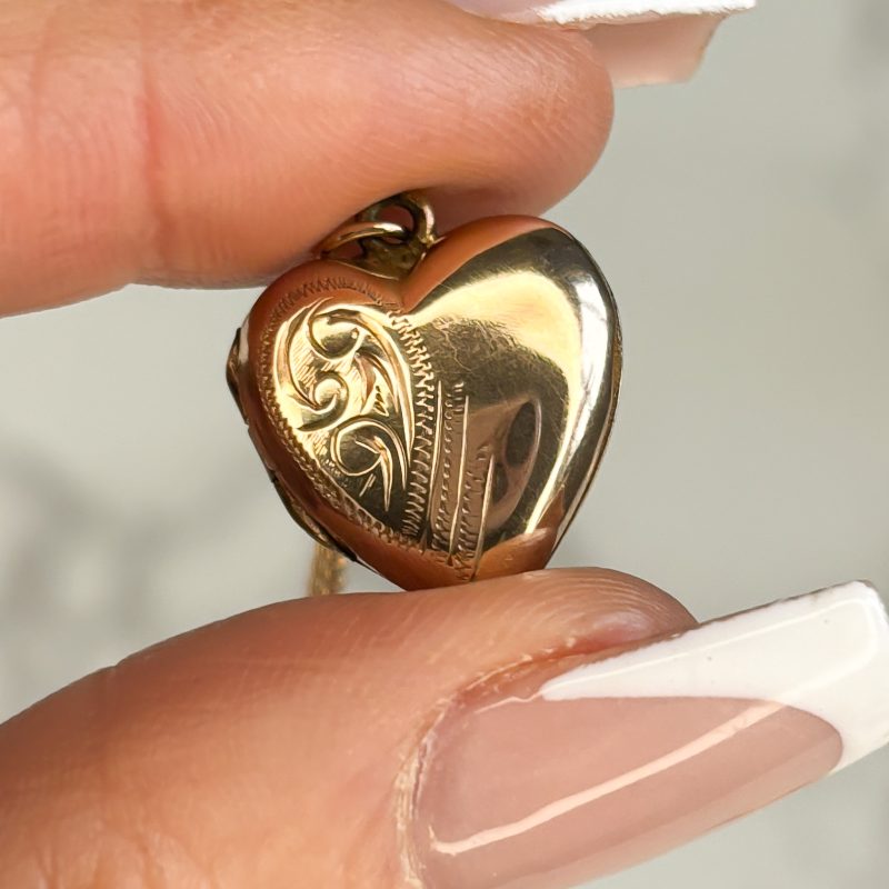 Vintage gold heart locket and chain for sale in Leeds, Yorkshire