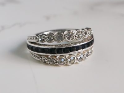 Antique Day and Night ring in silver and paste for sale in Leeds, Yorkshire