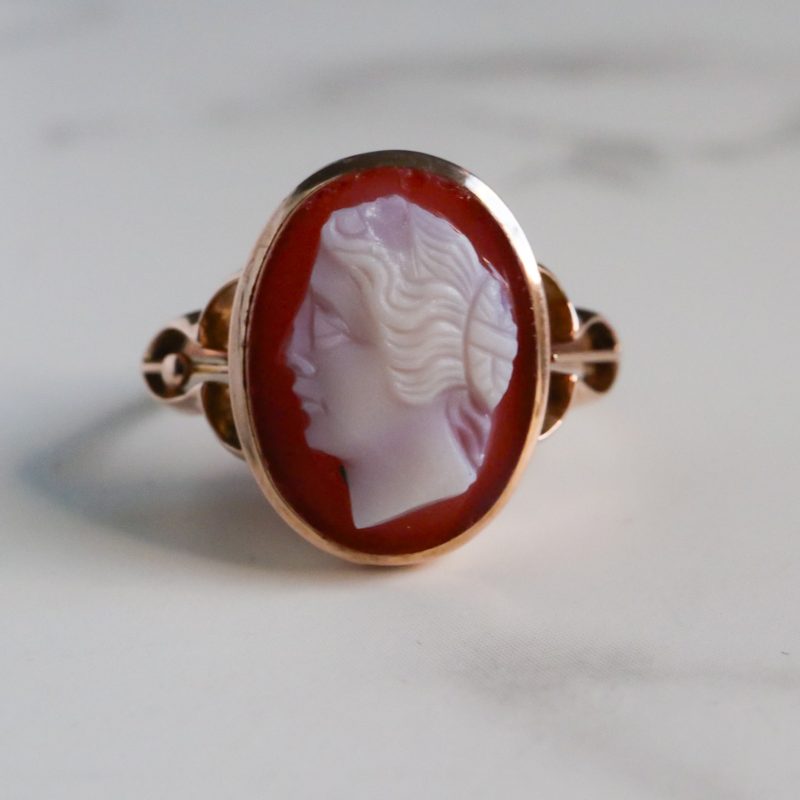 Antique cameo ring in 9ct rose gold for sale in Leeds, Yorkshire