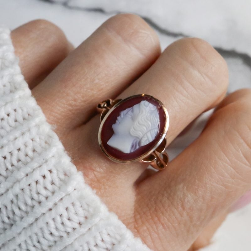 Antique cameo ring in 9ct rose gold for sale in Leeds, Yorkshire