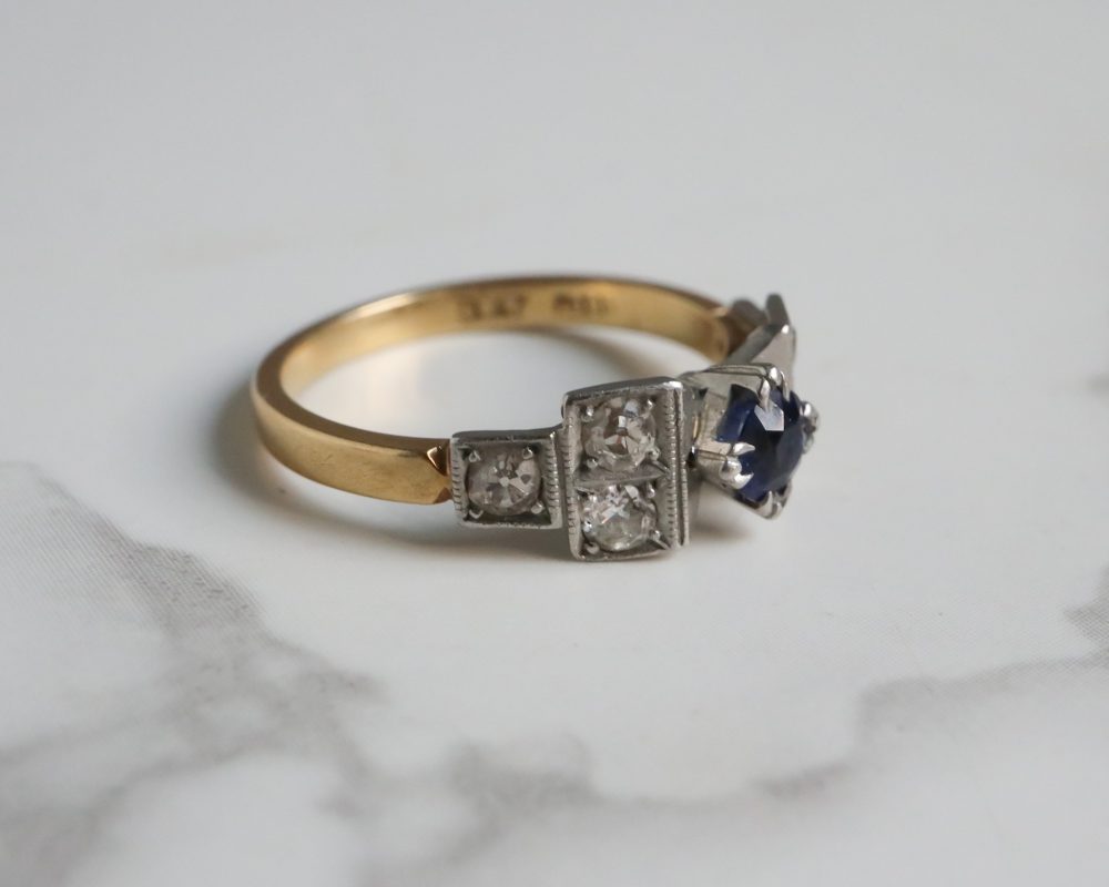 Antique 1930s sapphire and diamond ring for sale in Leeds, Yorkshire