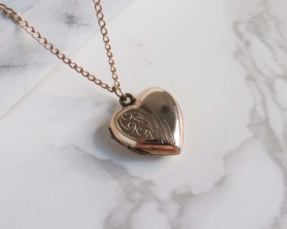 Vintage gold heart locket and chain for sale in Leeds, Yorkshire