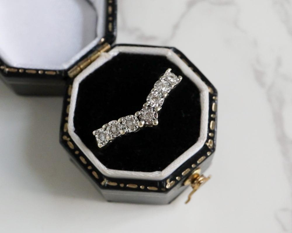 Vintage diamond wishbone ring for sale in Leeds, Yorkshire