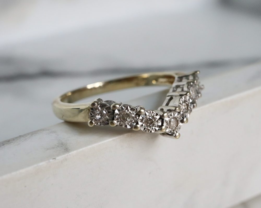 Vintage diamond wishbone ring for sale in Leeds, Yorkshire