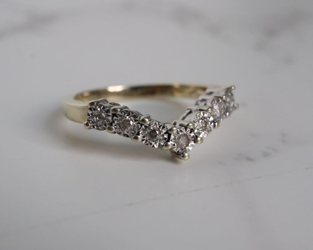 Vintage diamond wishbone ring for sale in Leeds, Yorkshire