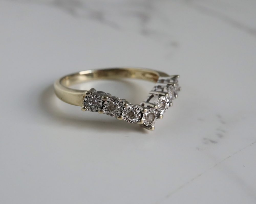 Vintage diamond wishbone ring for sale in Leeds, Yorkshire