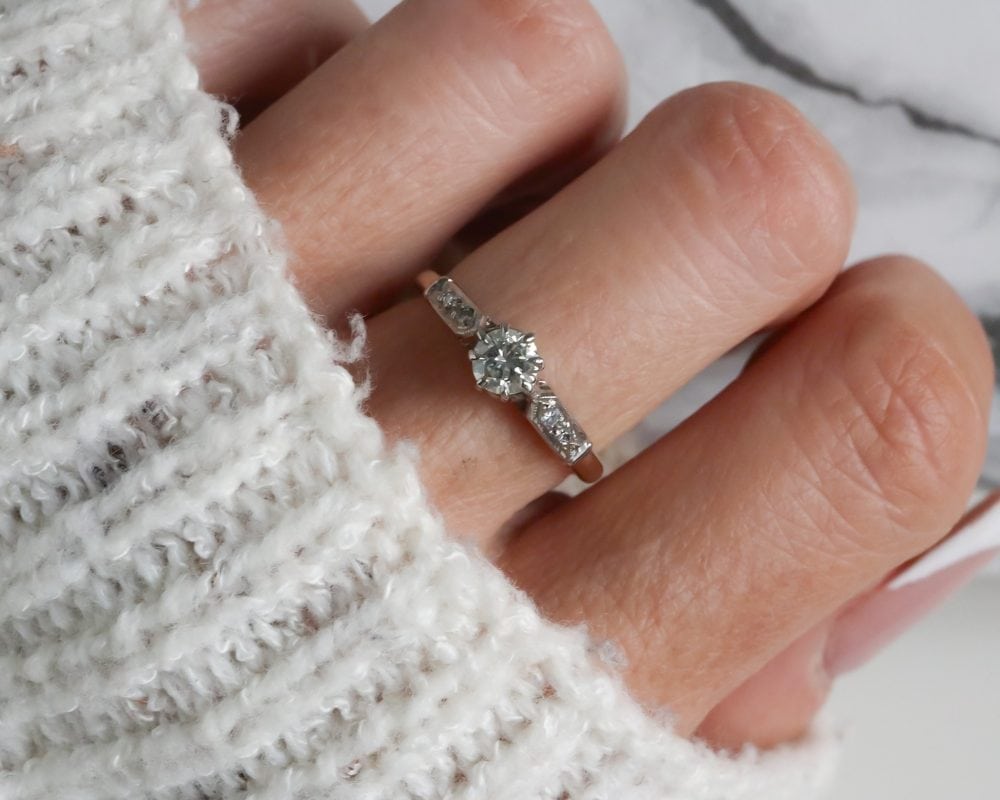 Art Deco diamond solitaire ring approx 0.30ct diamond for sale in Leeds, Yorkshire